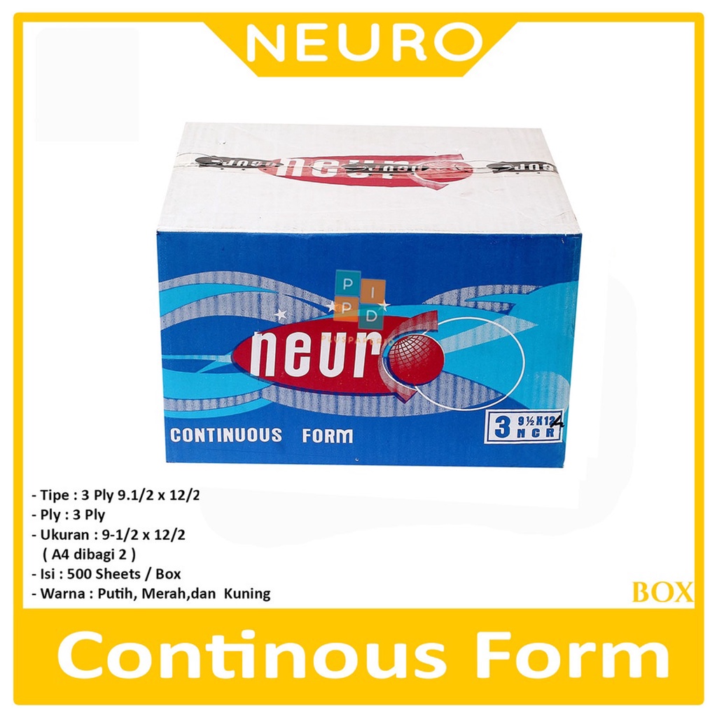 

NEURO - Continous Form 3 Ply 9 1/2 x 12/2 ( A4 Bagi 2 ) NCR - Box