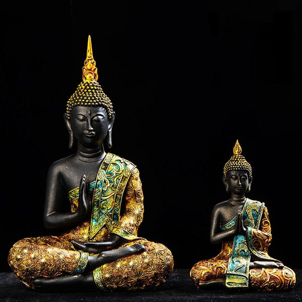 Lanfy Patung Buddha Kreatif Vintage Hadiah Meditasi Dekorasi Rumah Hand Made Resin Kerajinan