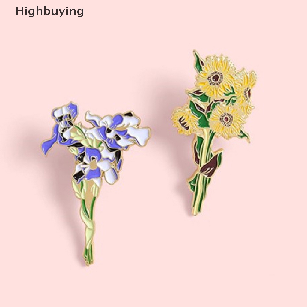 Hbid Kerah Pin Lencana Van Gogh Bunga Matahari Iris Bros Bunga Topi Pin Logam Untuk Pakaian Enamel Pin Lencana Untuk Ransel Hadiah Untuk Wanita Glory