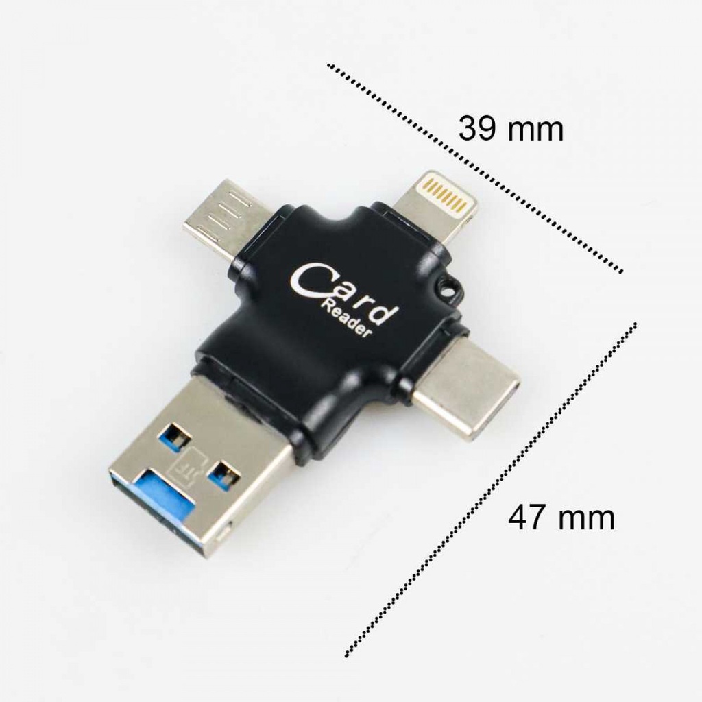 Pembaca Micro SD OTG Card Reader 4 Plug Lightning Micro USB Type C