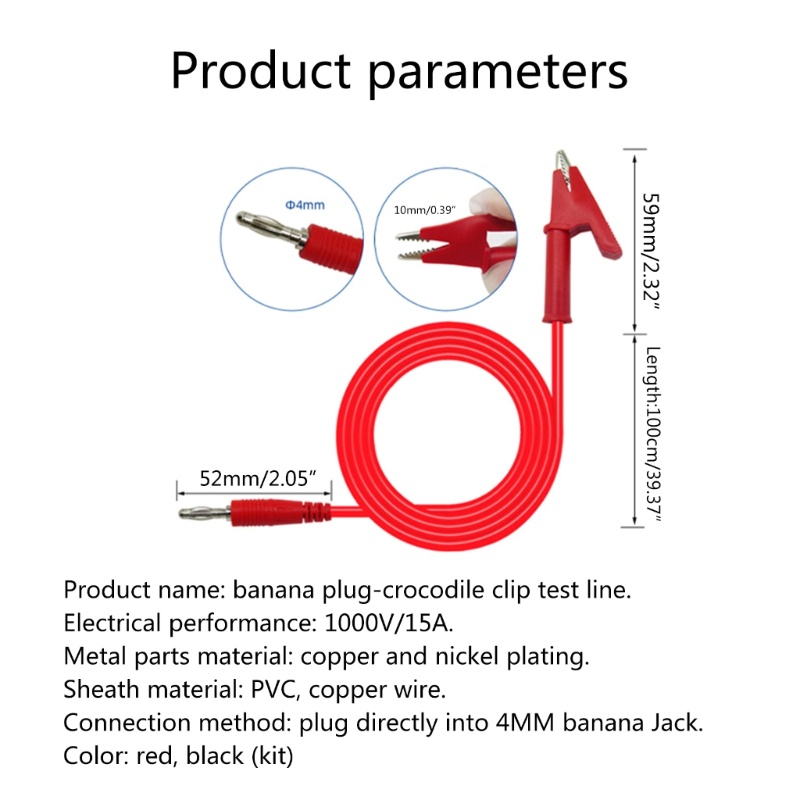 Btsg Colokan Pisang Listrik-Klip Buaya Test Lead Wire Line Multimeter Connector