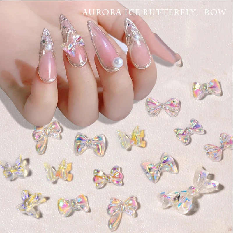 Resin Ikatan Simpul Warna-Warni Manicure Sticker/Tiga Dimensi Berlian Imitasi Pesona Kuku Decal Aksesoris