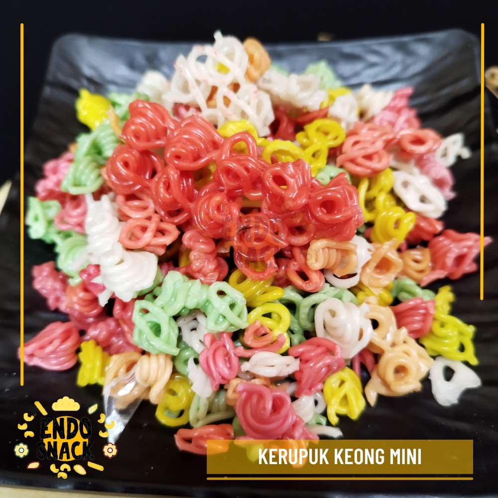 KERUPUK KEONG MINI KECIL 100 Gram WARNA WARNI, Untuk Seblak, digoreng