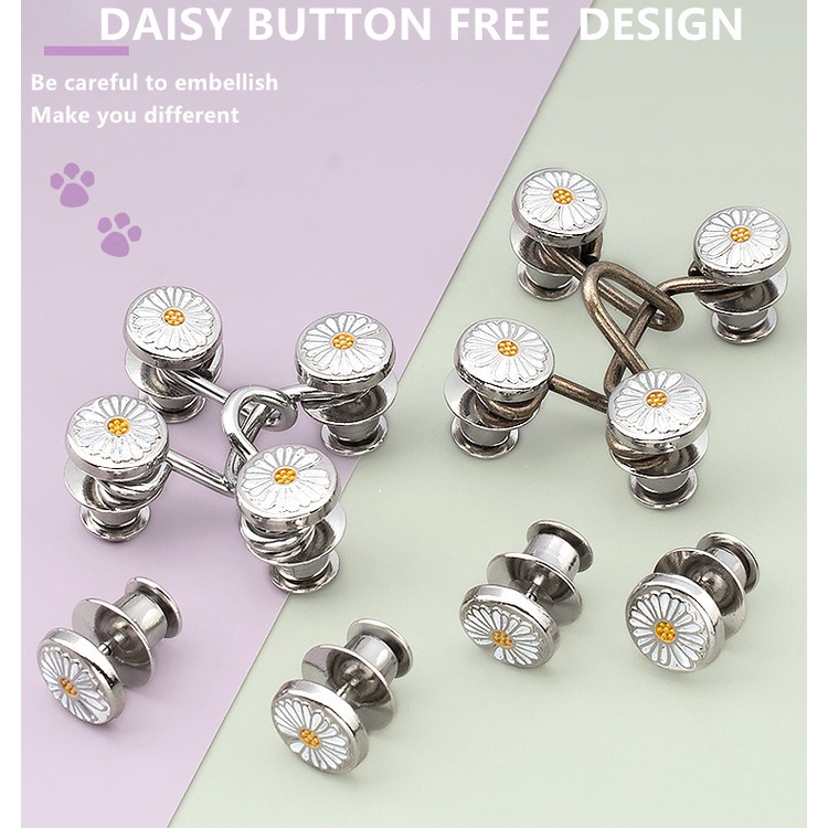 Kancing Jeans Logam Simple Adjustable Motif Bunga Daisy Kait Pengecil Lingkar Pinggang Celana Kancing Celana Jeans Model Bisa Dilepas Detachable Waist Button Murah Import