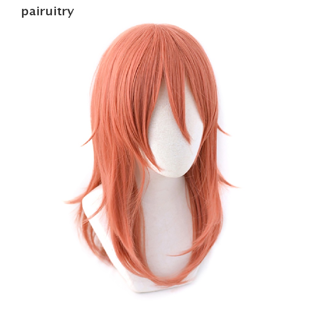 Prt Chain Man Cosplay Angel Devil Wig Panjang Natal Warna Orange Tua Wig Cosplay Anime Wig Tahan Panas Wig Sintetis PRT