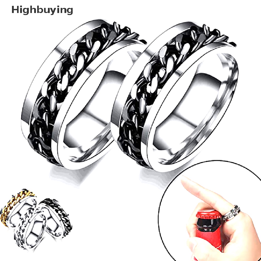 Hbid Cincin Pembuka Botol Titanium Steel Rantai Rotasi Rings Unisex Hadiah Yang Sangat Baik Glory