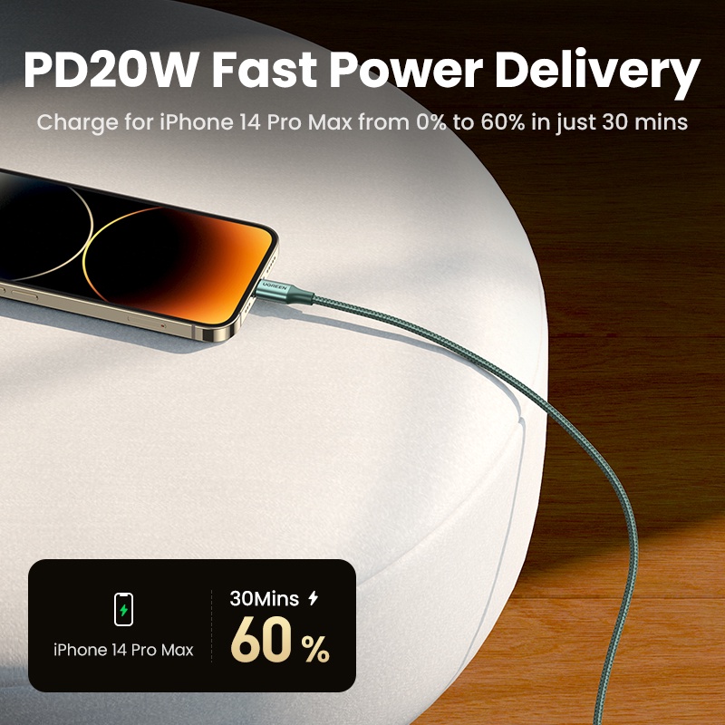 【Stok Produk di Indonesia】Ugreen MFi 1M Kabel Charger USB Tipe C Ke Lightning Untuk iPhone 14 13 pro Max 13 / 12 / 11 / XS / XS / 7 / 8 + / 8w / XR / X Da Da Da Da Da Da Da Da Dahi Wanita