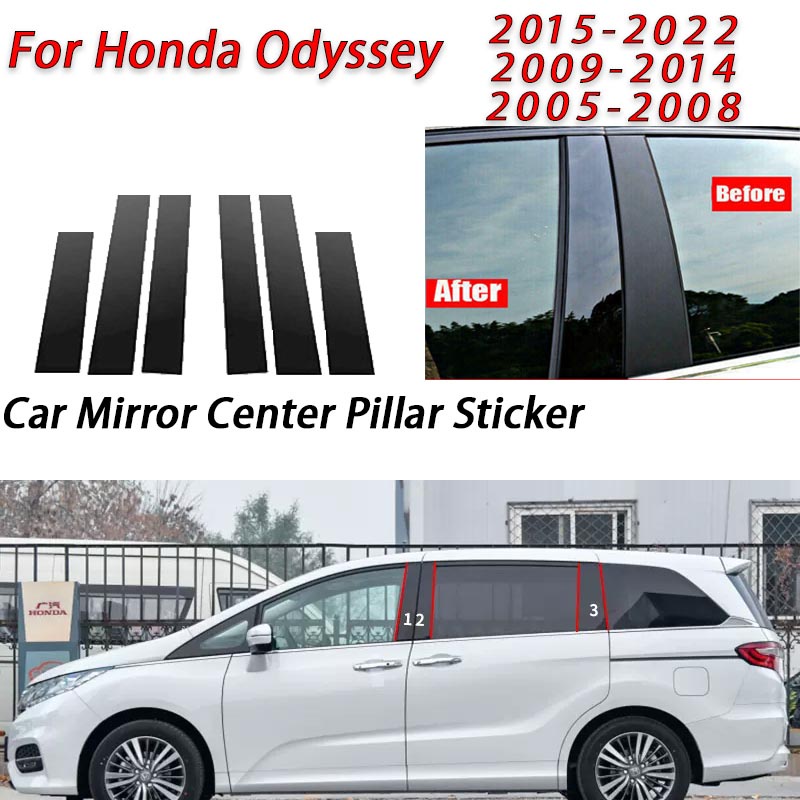 Honda Odyssey Hitam Glossy Jendela Pintu Mobil Kolom Tengah B C Tiang Pilar Stiker Lis Kaca Film Dekorasi Untuk Odyssey G3 G4 G5 RL3 RL4 RL5 RL6 Aksesoris