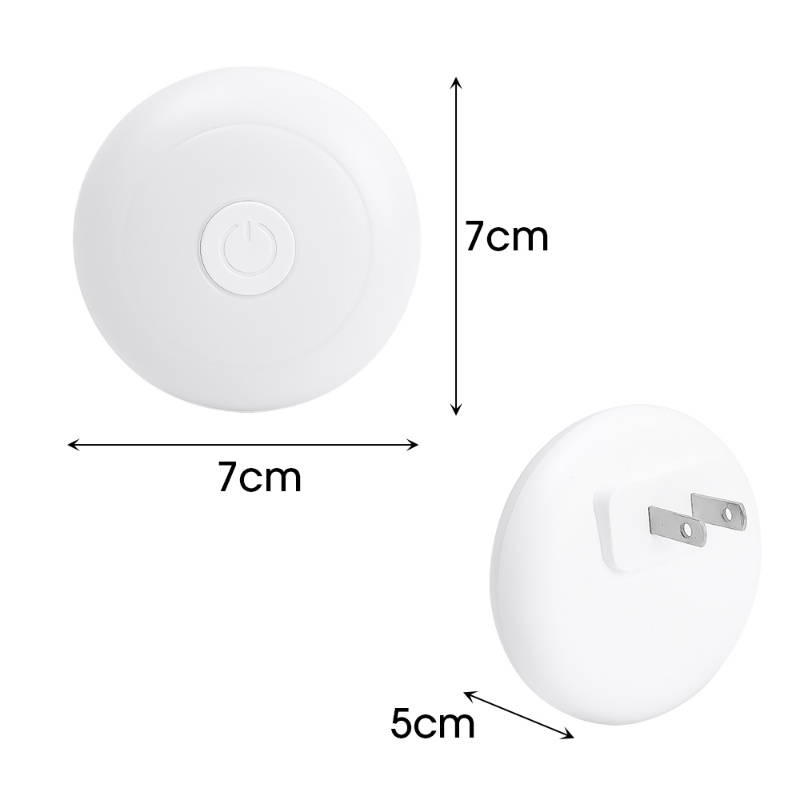 1pc Lampu Malam Bulat LED Tipe Plug Push Button Mini US/3Mode Lampu Tidur Bayi Yang Dapat Disesuaikan/Lampu Tidur Pelindung Mata Kamar Tidur