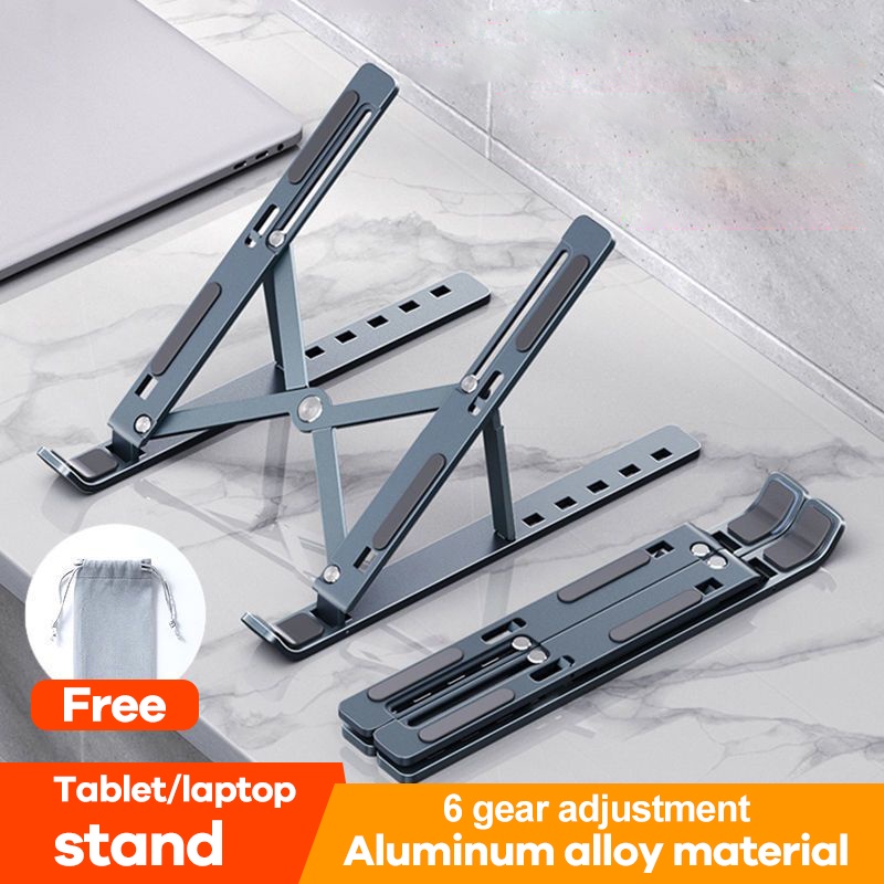 18 Inci Stand Penyangga Tatakan Stand Laptop Holder Lipat Adjustable Anti Slip  Aluminium Multifungsi