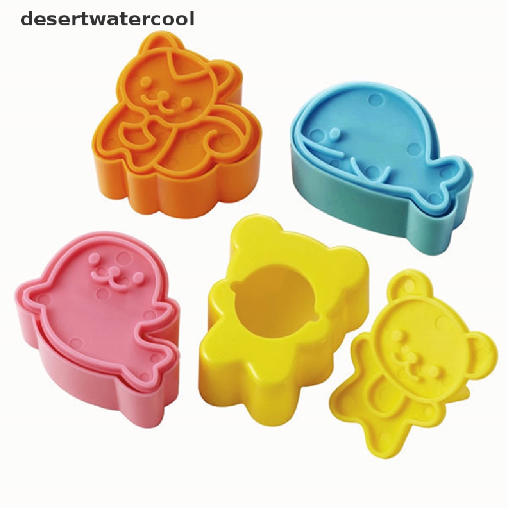 Deid 4Pcs/Set Lucu Samll Dolphin Samll Seal Squirrel Bear Sandwich Cookie Mold Pemotong Pemotong Cookie Kue Decorag Cetakan Alat Mini Sandwich Die Rice Ball Mold Alat Dapur Martij