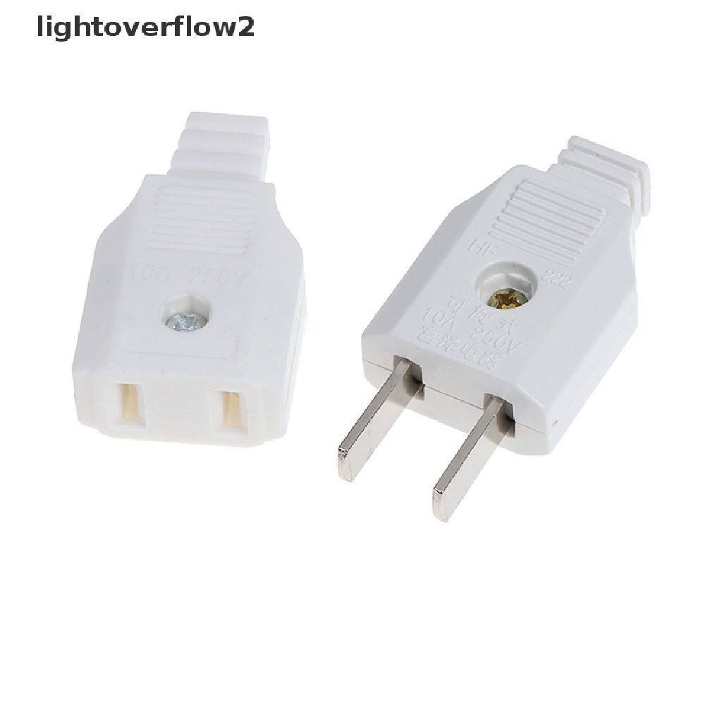 [lightoverflow2] Us 2pin Datar AC Listrik Power Male Plug Female Socket Outlet Adaptor Kawat [ID]