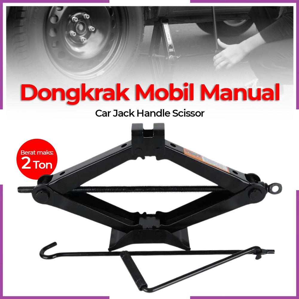 PROMO COD + MrJack Dongkrak Mobil Manual Car Jack Handle Scissor 2 Ton - MJ01 - Black PROMO COD +
