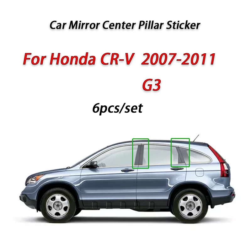 6pcs Honda CRV Hitam Glossy Jendela Pintu Mobil Kolom Tengah B C Tiang Pilar Stiker Lis Kaca Film Dekorasi Untuk CR-V G3 G4 G5 2012-2016 2017-2022 Aksesoris