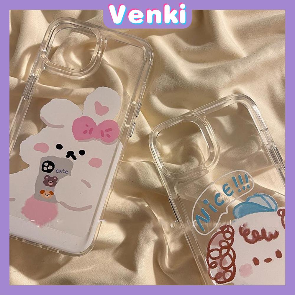 Case for iPhone 11 Soft TPU Clear Space Case Cute Cartoon Rabbit Plating Buttons Camera Protection ShockProof for iPhone 14 13 12 12 Plus 6 8 Plus XR XS