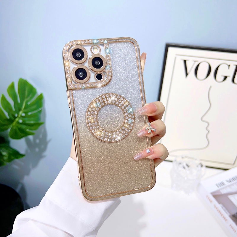 IPHONE Fashion Berlian Gradien Casing Pelindung Untuk Iphone14 13 12 11 Pro Max 14plus Flash Berkualitas Tinggi Elektroplating Ponsel Casing Lembut