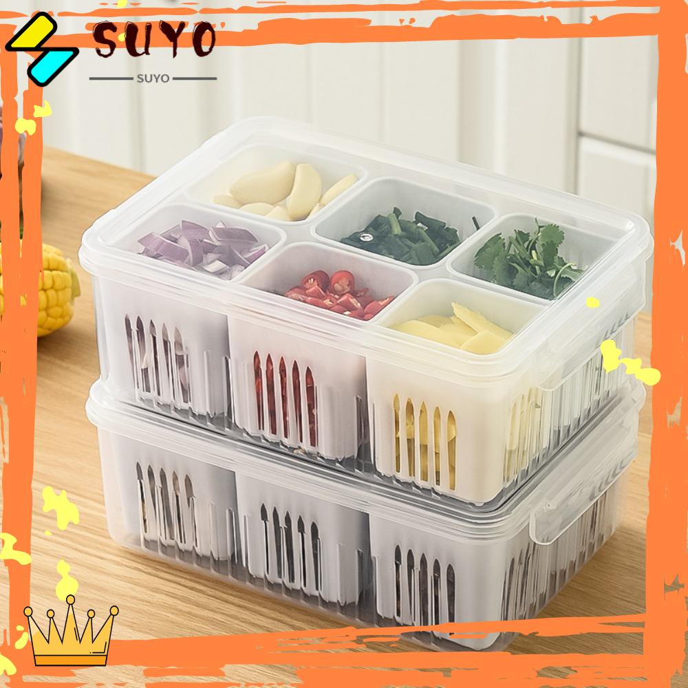 Suyo Garlic Fresh-keeping Box Transparan Rumah Tangga Kulkas Freezer Organizers Dapur Gadget Sealing Kotak Penyimpanan Makanan Kotak Sayur Dengan Penutup