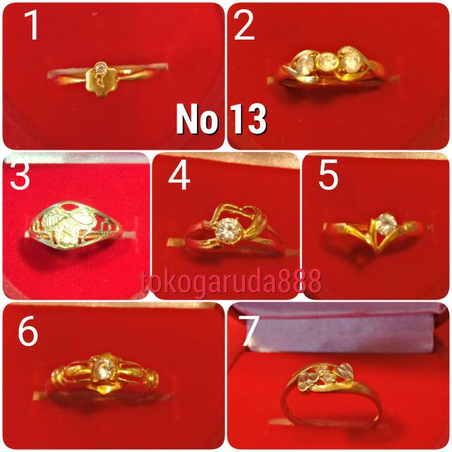 Cincin No 13 anak dan dewasa emas asli kadar 700 70% 22 1.3 1.4 satu gram gold model permata cantik love