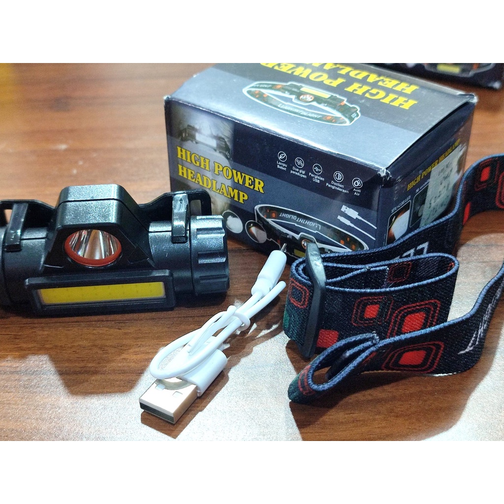 SENTER KEPALA MINI / SENTER KEPALA LED CAS XPE SUPER TERANG MURAH HEADLAMP RECHARGEABLE PLUS MAGNET