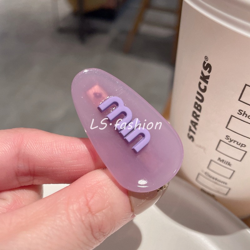 Fantasi Baru Ungu Min Huruf Jepit Rambut Korea Fashion Lucu Acrylic Hairpin Aksesoris Rambut Wanita Murah