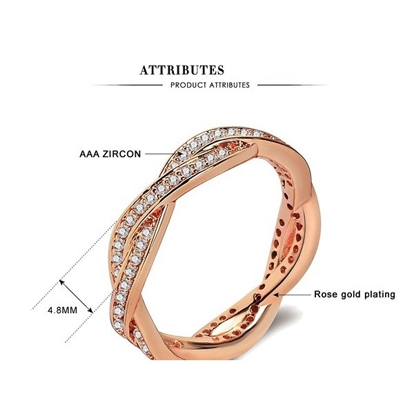 Goldkingdom Fashion Perhiasan Aksesoris Ready Stock Wish Baru Lingkaran Penuh Putaran Zirkon Cincin Untuk Wanita Eropa Dan Amerika Berlapis 18 K Rose Gold Engagement Ring