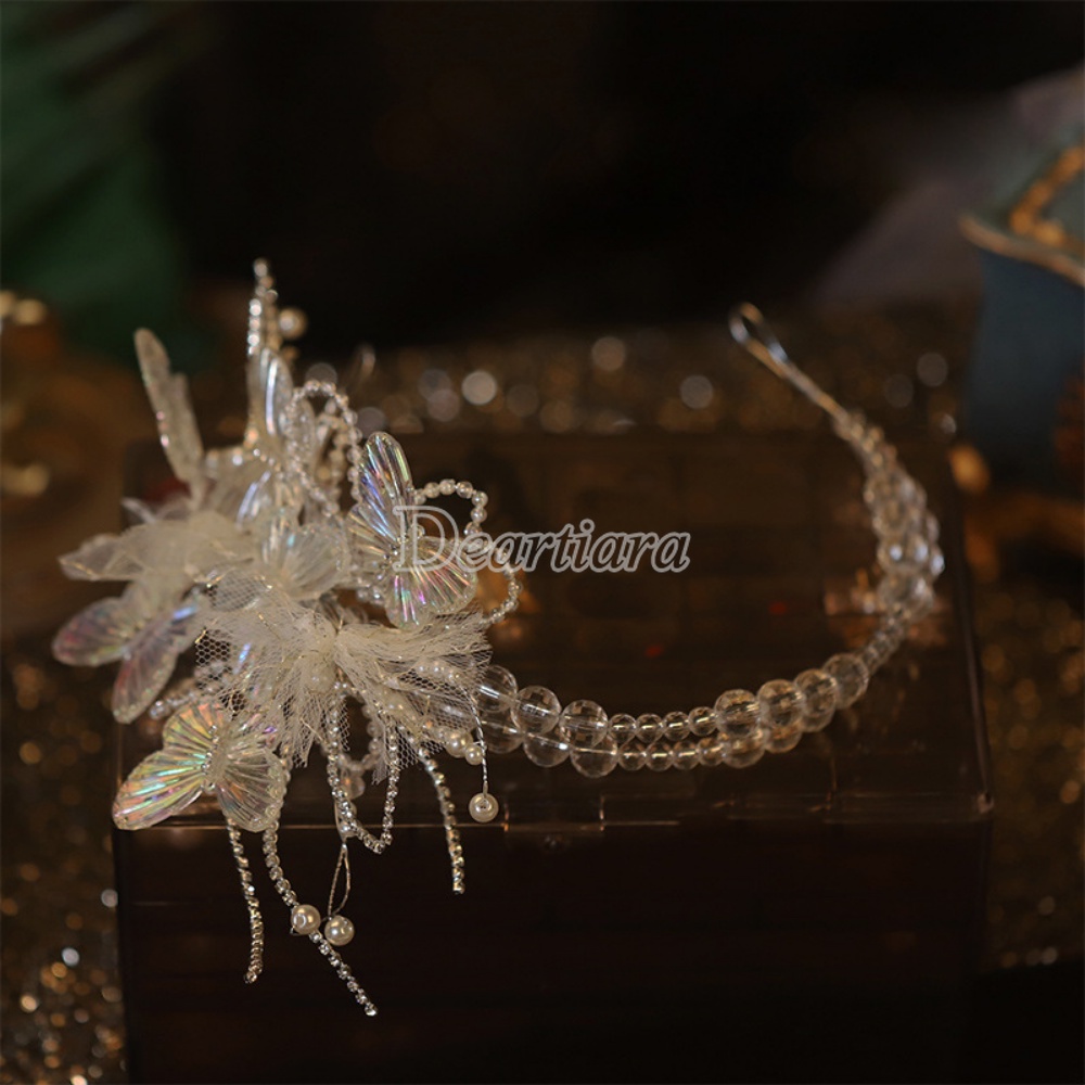 Fashion New Xianmei Colorful Gradient Butterfly Hair Band Sen Series Wedding Dress Headwear Transparent Color Hair Band