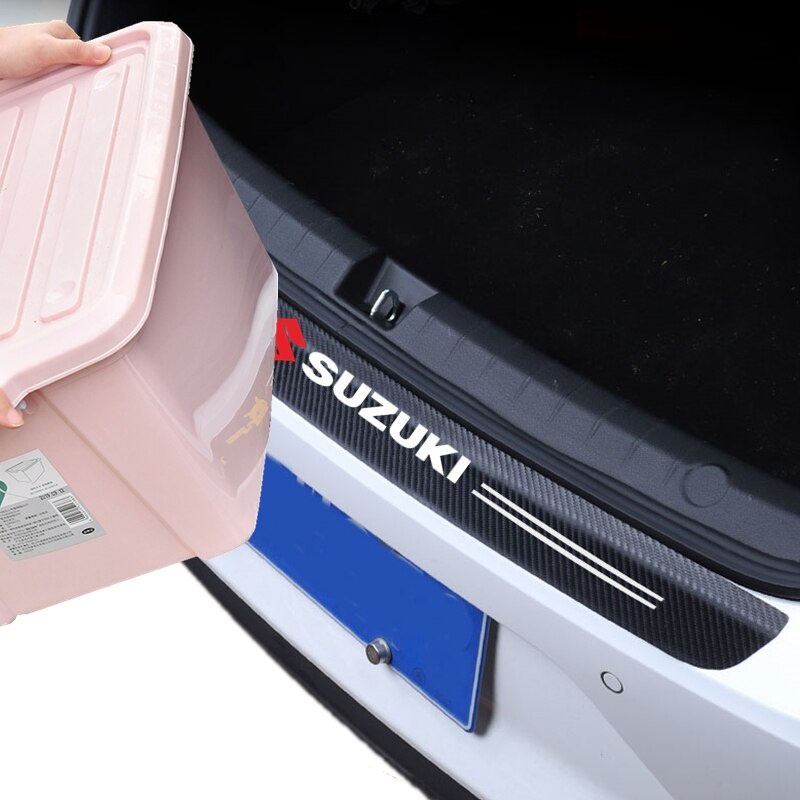 Stiker Mobil Bumper Belakang Serat Karbon Perlindungan Stiker untuk Suzuki Ertiga Swift XL7 SX4 Jimy