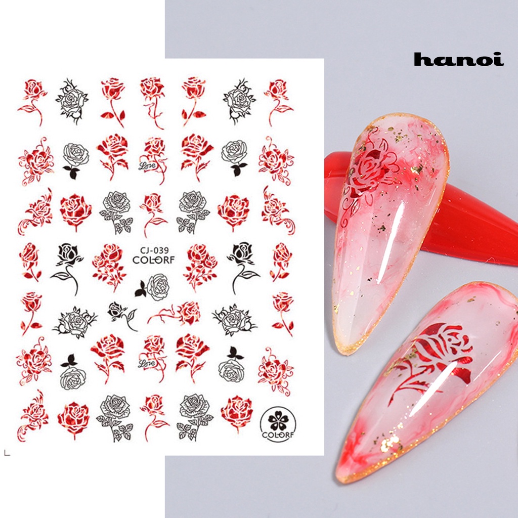 Hi 2Pcs Stiker Nail Art Tidak Luntur Mudah Tempel Perekat Diri Tidak Jatuh DIY Hari Valentine Pola Hati Merah Manicure Decal Salon Kuku Pasokan