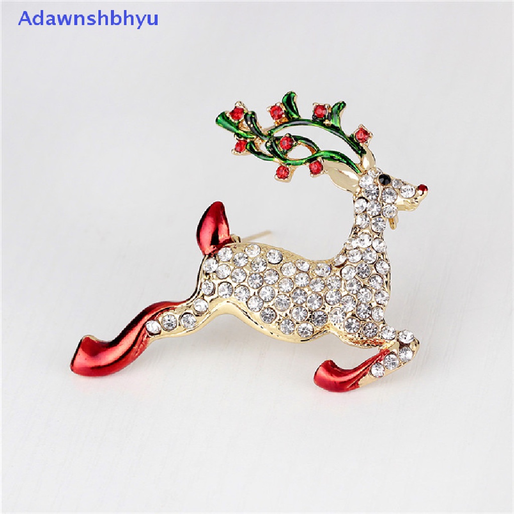 Adhyu 1X New Rhinestone Crystal Christmas Deer Brooch Pin Brooch Xmas Gift Gold Tone ID