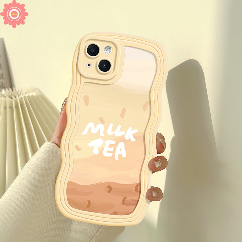 Casing Soft Case Redmi A1 12C 9 10 9A 9T 10C A1+10A 9C NFC Redmi Note 11 9 8 10s 11s 10 11Pro 9s 10Pro Max POCO X3 NFC Pro M3 Mi 11T Pro Creative Milk Tea Pattern Wavy Sarung Tepi