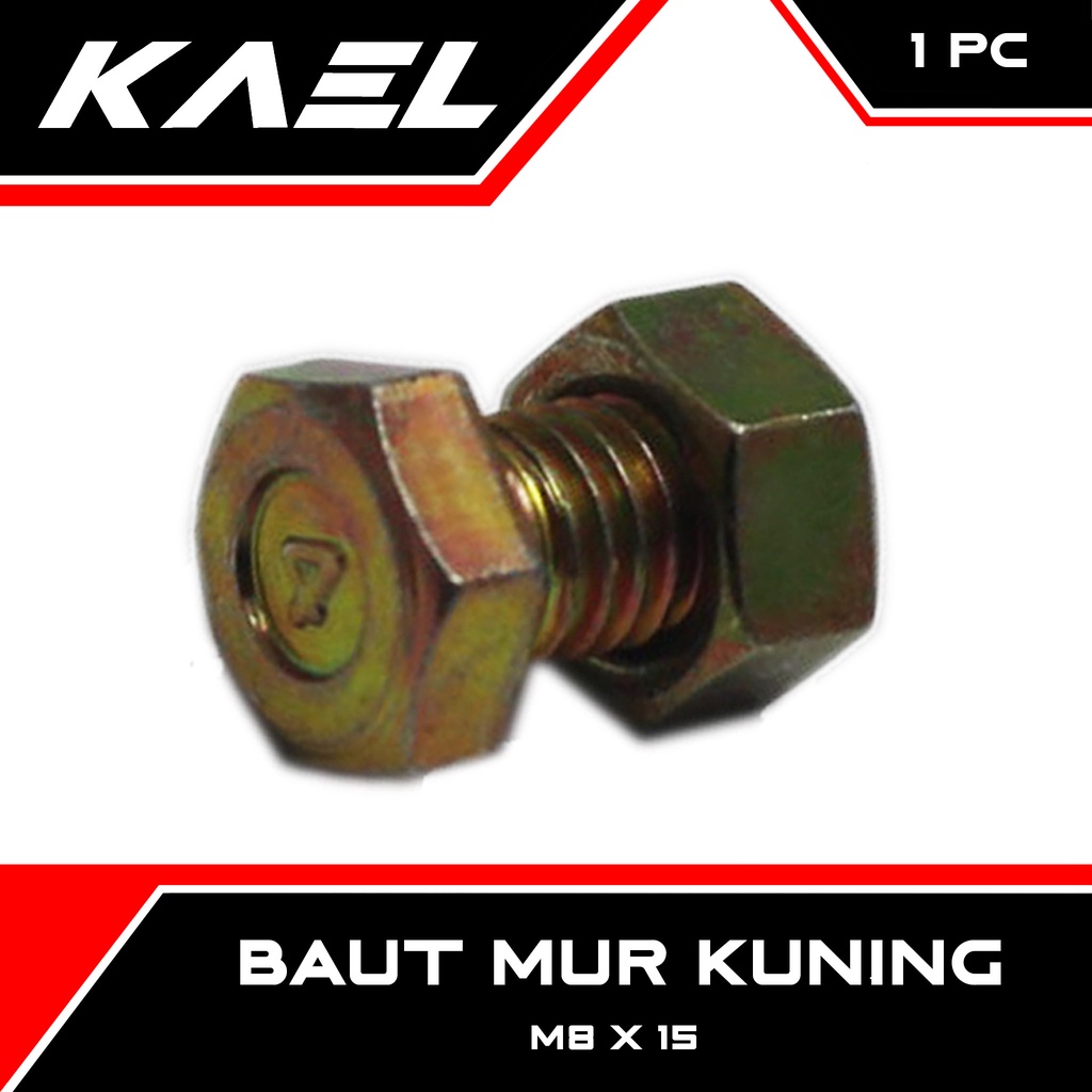 Baut Mur Kuning M8 X 15 Baud Bolt Nut 8 x 15