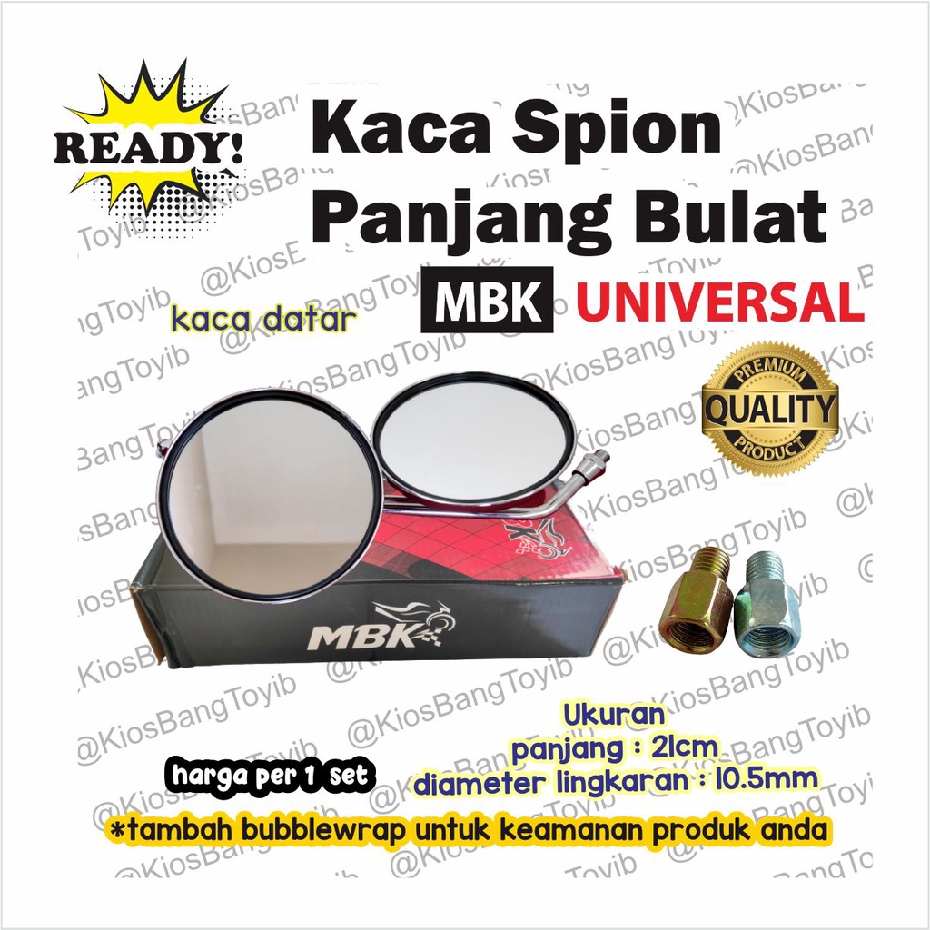 1set Spion Retro Bulat Gagang Panjang Vespa Universal Chrome (MBK)