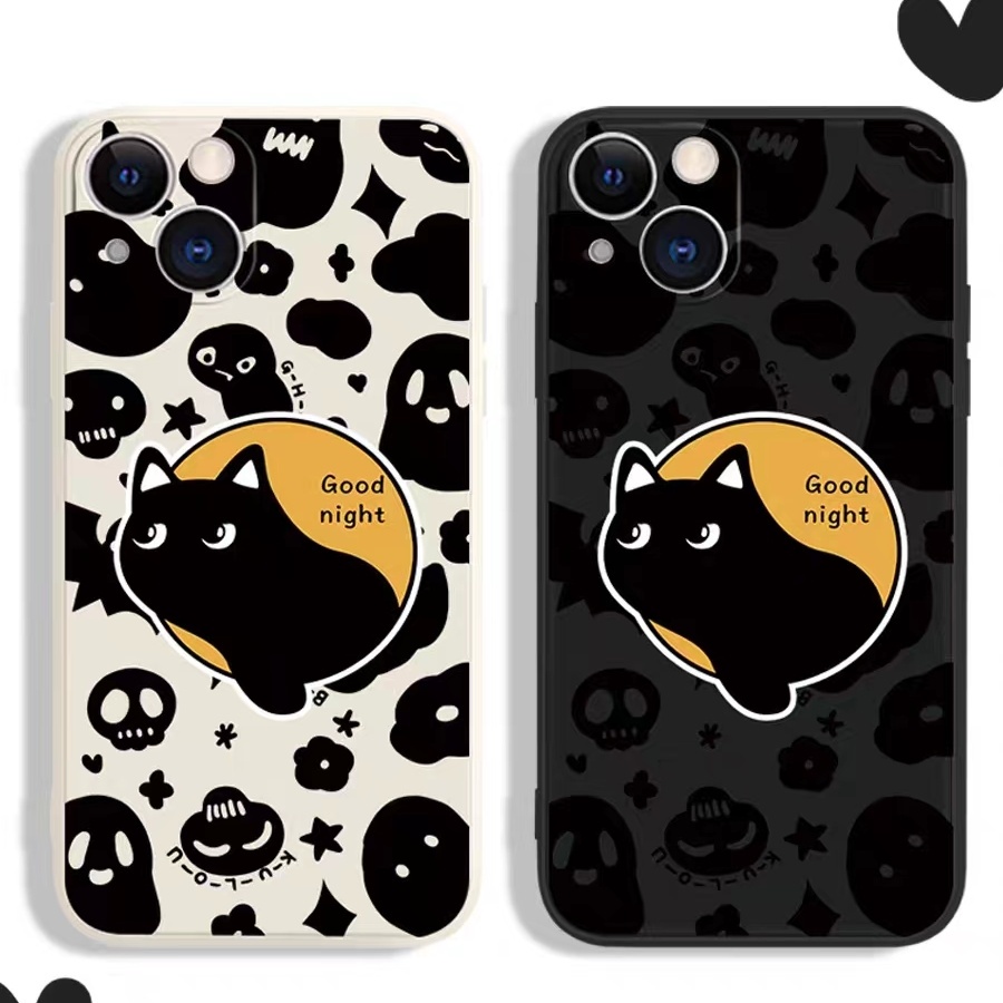IPHONE Ins Pola Kucing Cocok Untuk Iphone14 14pro 14plus 13 13pro 13prm iPhone12 7Plus 8Plus Xr XS 13 Pro Max Empat Sudut Casing Ponsel Tahan Guncangan
