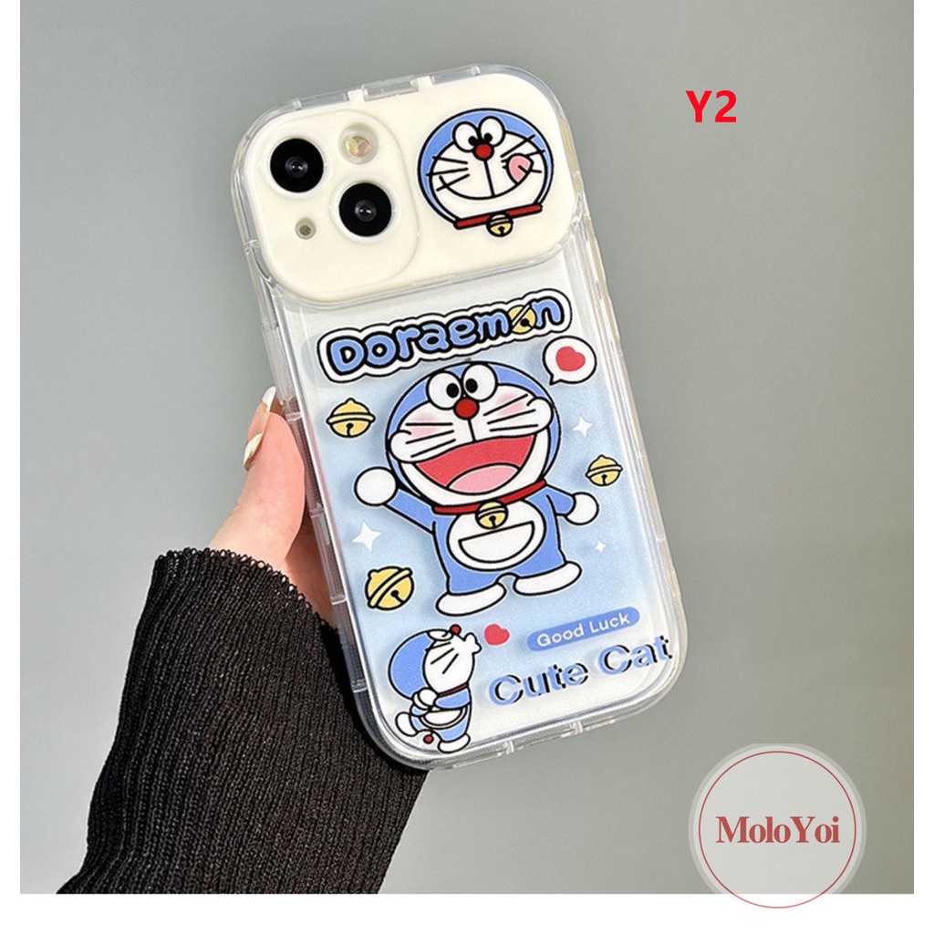 IPHONE Flip Make Up Cermin Lucu Case Kompatibel Untuk Iphone14 11 13 12 Pro MAX XR 7 8 14 Plus X XS MAX SE 2020 Kartun Kucing Cantik Doraemon Shockproof Soft TPU Case