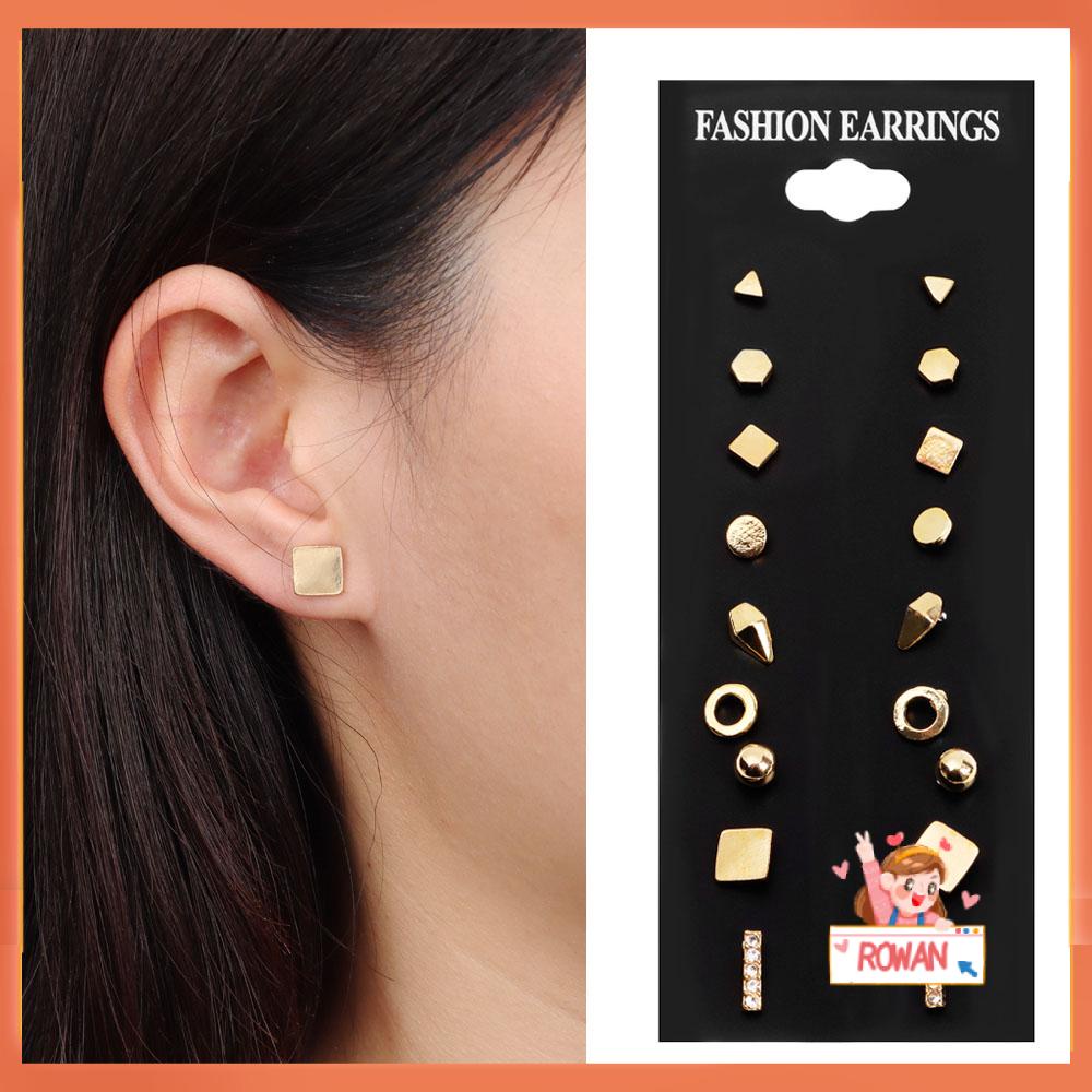 R-flower Anting Kecil Set Gold Silver Minimalis Simple Giwang Telinga Mungil