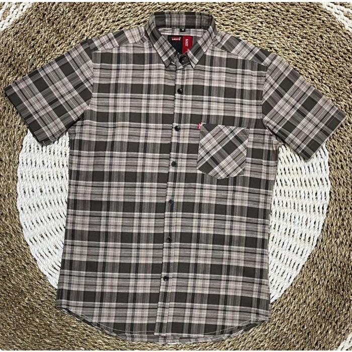 Promo Ramadhan 2023 - Kemeja Levis Kotak Pria Lengan Pendek / Kemeja Lengan Pendek / Distro - Kotak 