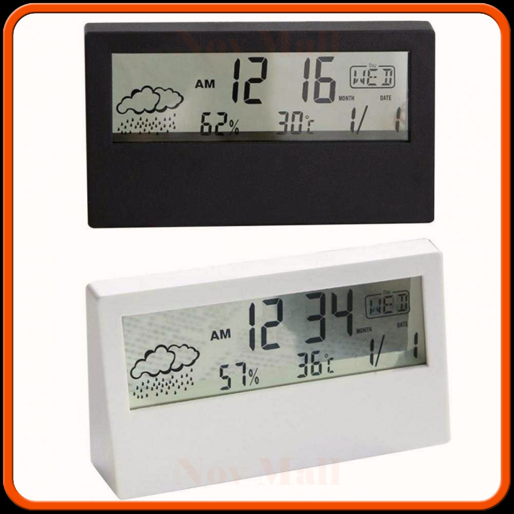 Jam Alarm Meja Digital Thermometer Hygrometer Weather Station -JM400