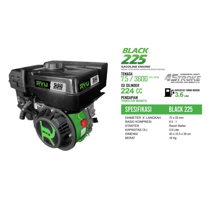 MESIN PENGGERAK/GASOLINE ENGINE BLACK225 - TEKIRO RYU