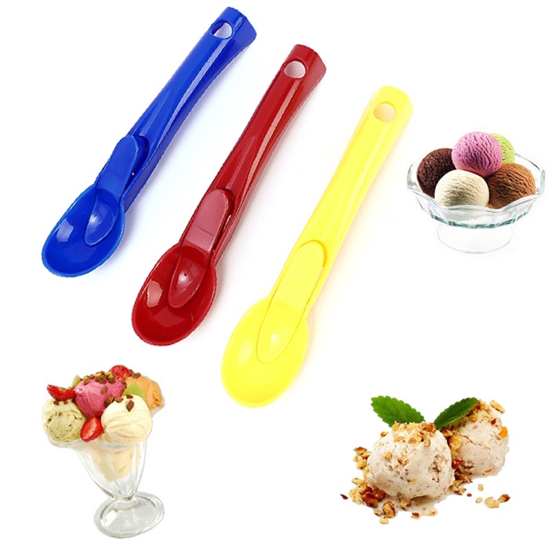 Random Colour 1Pc Dual-Guna Aksesoris Dapur Rumah Praktis Food-grade Plastic Ball Scoop Kualitas Tinggi Menebal Mudah Membersihkan Es Krim Buah Dessert Gali Sendok