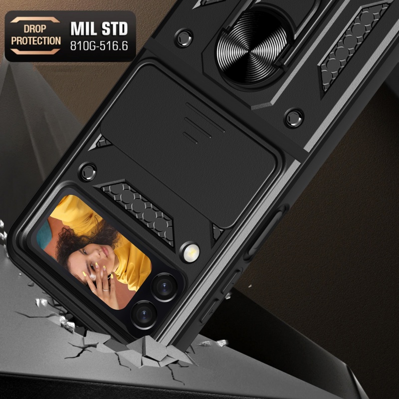 Cocok Untuk Samsung Z Flip4 Casing Ponsel Kacamata Anti Jatuh Z FLIP3 Perlindungan Cincin Magnetik