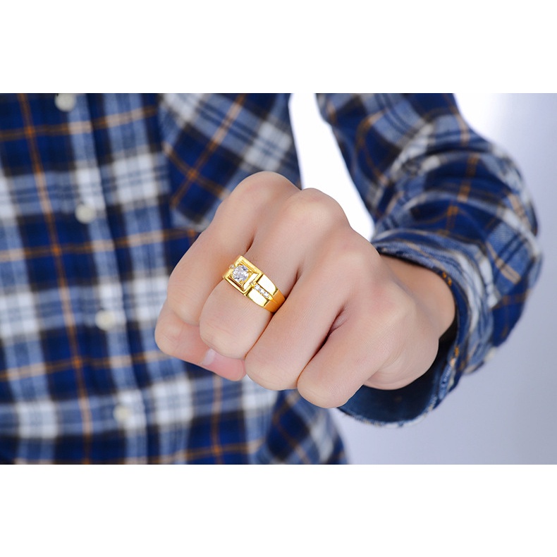 Goldkingdom Fashion Perhiasan Aksesoris Ready Stock Berlian Berlapis Perak Cincin Pria, Pria Eropa Dan Amerika Baru Overbearing Trendsetter Pernikahan Cincin, Hadiah Ulang Tahun