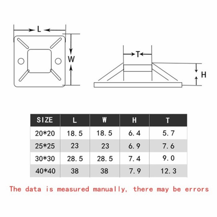 Tie Mount Ukuran 20 30 40 MM Tempat Dudukan Kabel Ties Merapikan Kabel