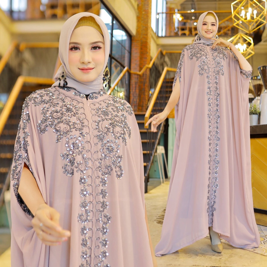 Kaftan Fathinah | Kaftan Wanita Mwah | Kaftan Jumbo | Baju Muslim Wanita | Kaftan Premium | Baju Leb