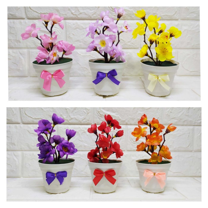 SAKURA POT KECIL - Tanaman Imitasi Dekorasi Cantik - Kuning
