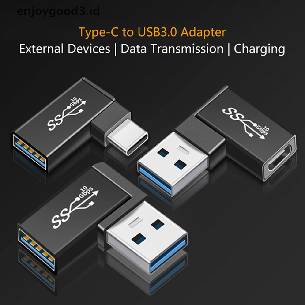 [Rready Stock] Adaptor OTG USB 3.1 Tipe C Female Ke USB 3.0 Male Converter 10Gbps Tipe C Ke USB 3.0 90derajat Siku Untuk Konektor USB C OTG (ID)