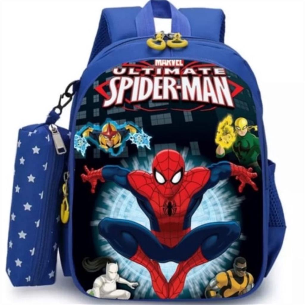 OTS 780 - Ransel Spidi Marvelo Tas Ransel Sekolah Ngaji Les Anak Laki-Laki PAUD TK SD Karakter Kartun Animasi Free Tempat Pensil Terbaru Kekinian