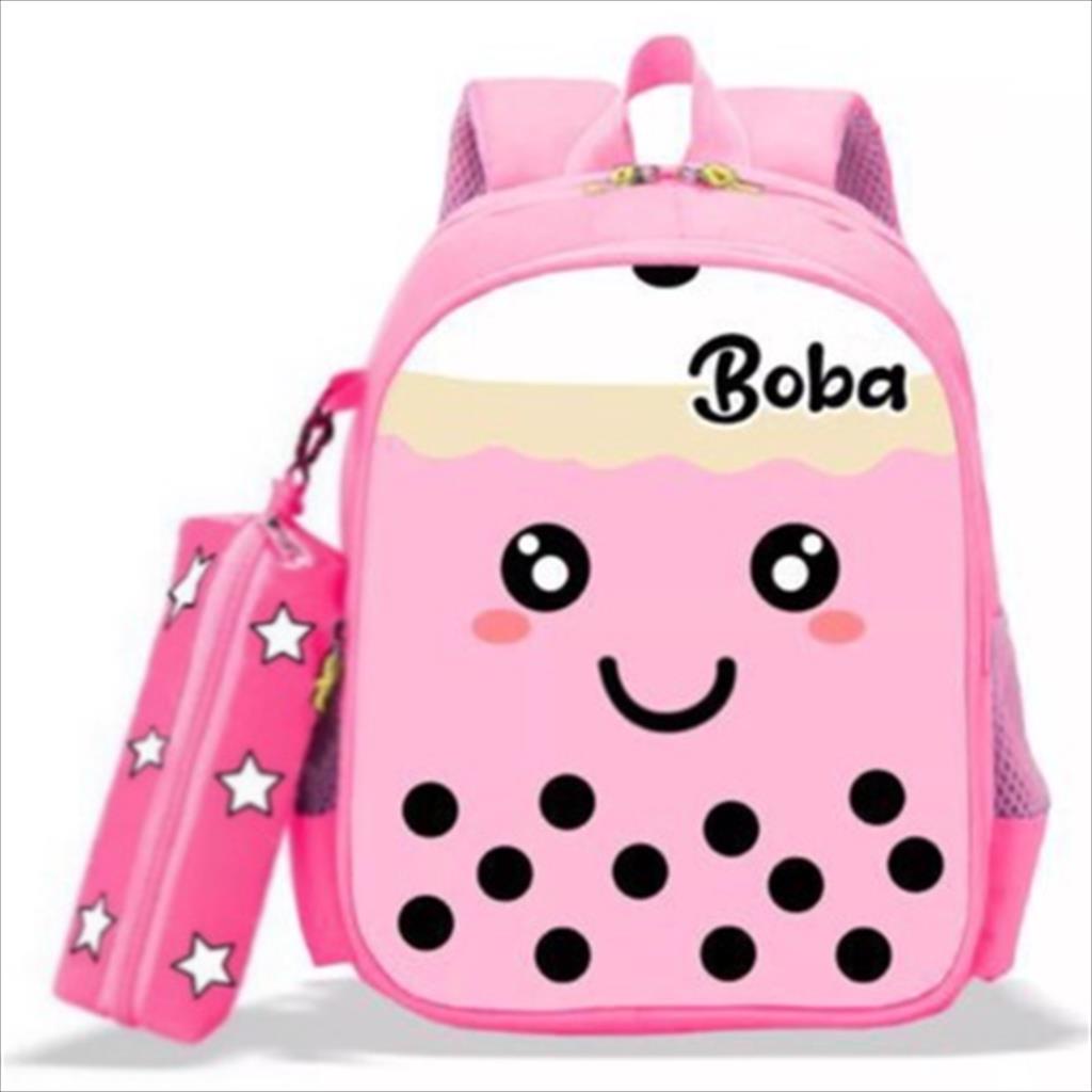 MJS 768 - Tas Boba Viral Motif  Besar High Quality Terbaru Kekinian Tas Ransel Sekolah Anak Perempuan PAUD TK SD