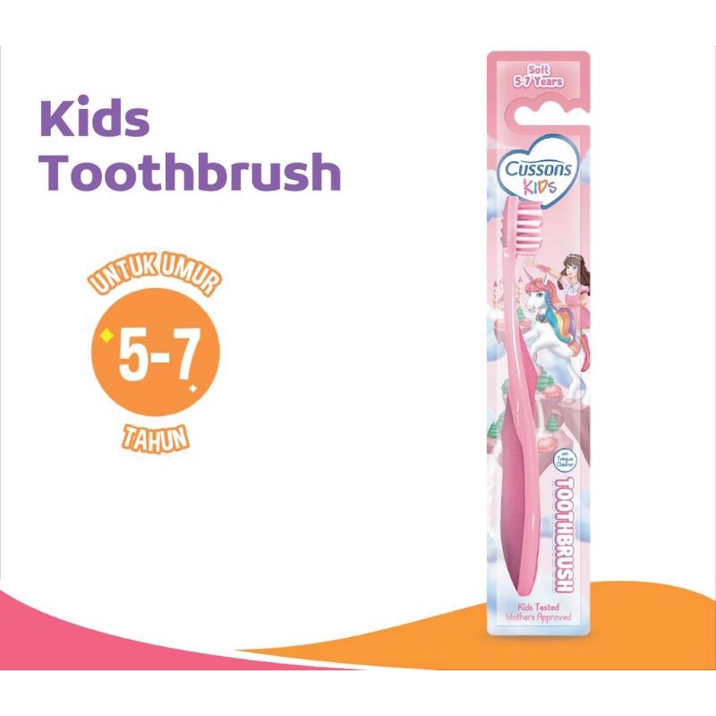 Cussons Kids Toothpaste dan Kids Toothbrush - Toothpaste Sparkling Orange/Strawberry Smoothie/Fruity Berries/Fresh Apple - Toothbrush Dragon/Unicorn 5-7Tahun