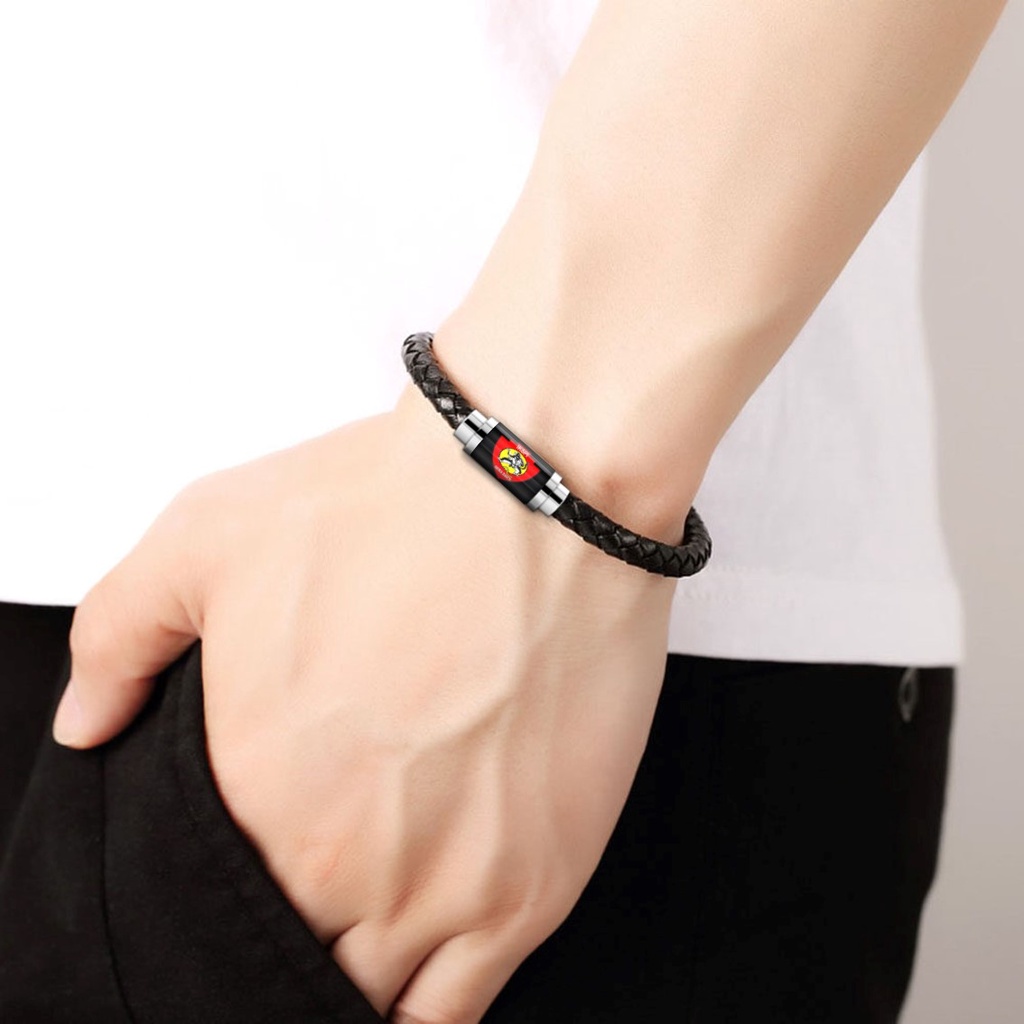 GELANG KERA SAKTI PENDEKAR SILAT IKSPI MODEL TALI KULIT KEPANG KAIT TABUNG MAGNET GAMBAR KACA EPOXY STAINLESS STEEL