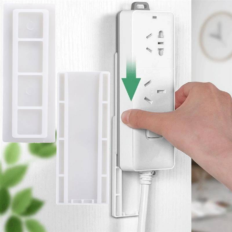 Di Dinding Self-Adhesive Punch Gratis Rumah Penyimpanan Aksesoris Multifungsi Power Strip Pemegang Desktop Socket Kabel Organizer Fixer Plug-in Removable Fixer Row Plug Holder